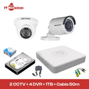 Hikvision 2 Unit 1080P Night Vision CCTV Camera Package Price in Bangladesh
