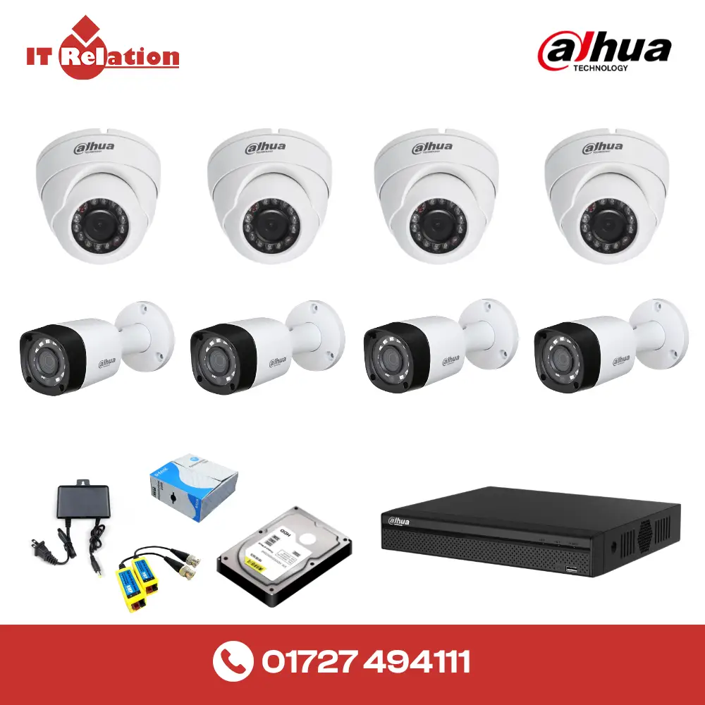 Dahua HAC-B1A21 8 Camera 1080P Night Vision Complete CCTV Security Package